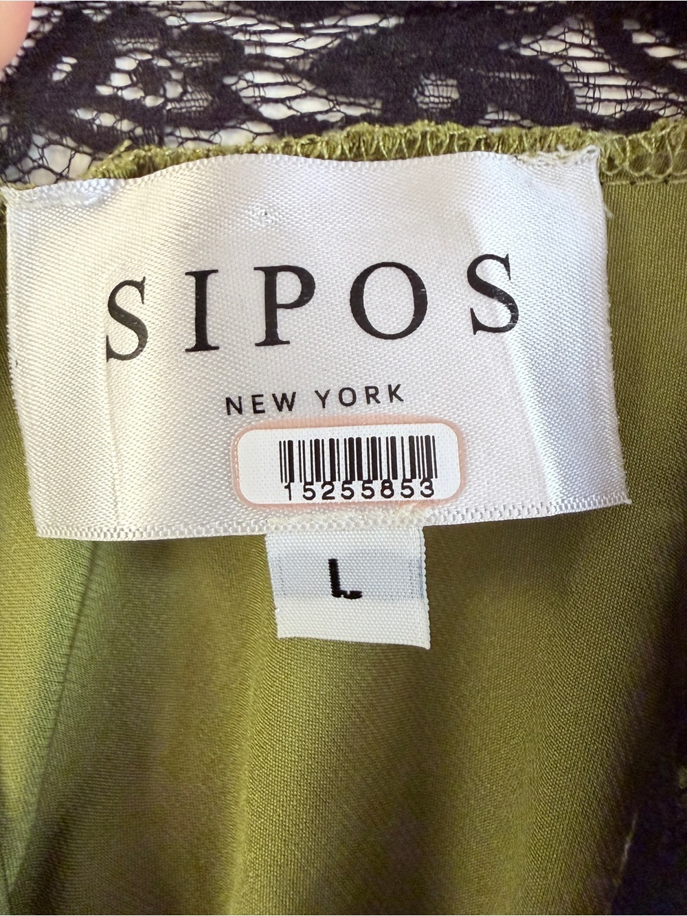 Anthropologie green slip dress with black lace size large - Picture 9 of 13